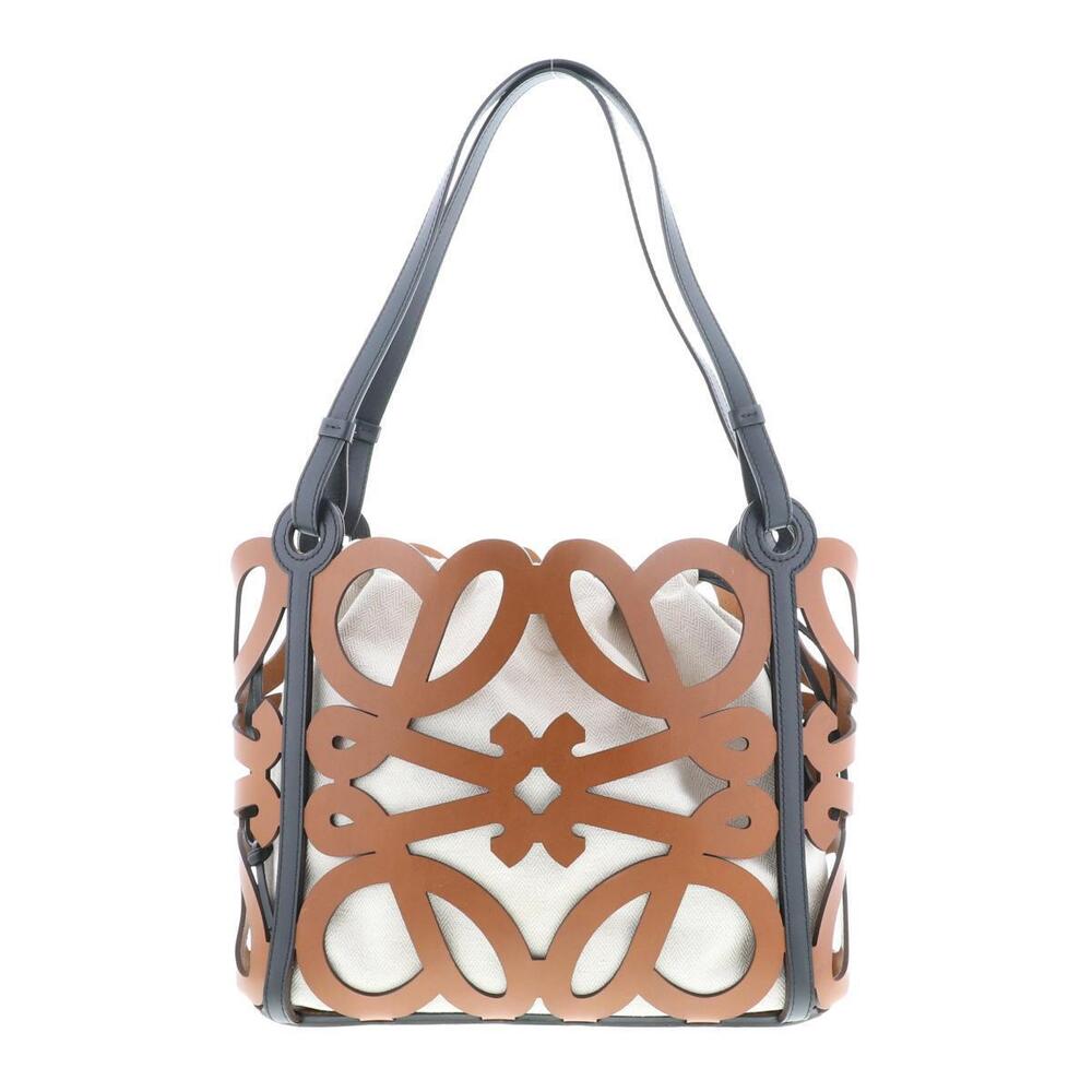 LOEWE Anagram Cutout Bag Tote Brown AB